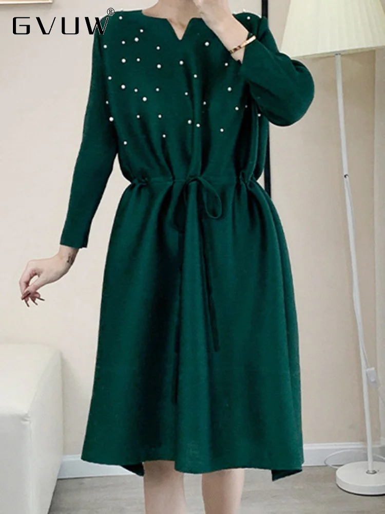GVUW Party Pleated Dresses Bead Belt Long Sleeve Women Elegant O-neck Medium And Long Loose Fashion Clothing Female 17G0081
GVUW Party Pleated Dresses Bead Belt Long Sleeve Women Elegant O-neck Medium And Long Loose Fashion Clothing Female 17G0081
