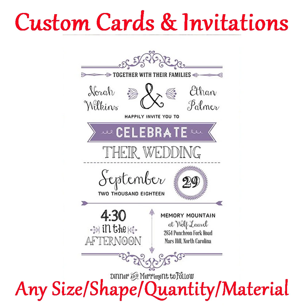Custom Wedding Invitation Card Printing Personalized Logo Design Birthday Anniversary Party Thank you Cards for Gift Packaging
Custom Wedding Invitation Card Printing Personalized Logo Design Birthday Anniversary Party Thank you Cards for Gift Packaging