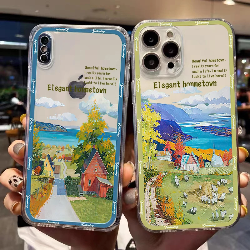Vintage Landscape Painting Phone Case For iPhone 13 12 Pro Mini 11 Pro Max X XR XS Max 6 6S 7 8 Plus Back Shockproof
Vintage Landscape Painting Phone Case For iPhone 13 12 Pro Mini 11 Pro Max X XR XS Max 6 6S 7 8 Plus Back Shockproof