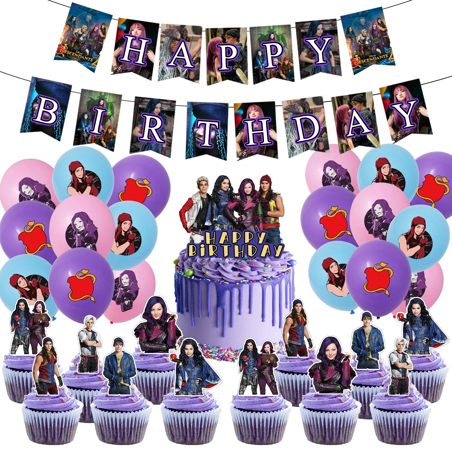 Movie Descendant Theme Party Decoration Set Boy Balloon Banner Cake toppers Birthday Party Event Supplies
Movie Descendant Theme Party Decoration Set Boy Balloon Banner Cake toppers Birthday Party Event Supplies