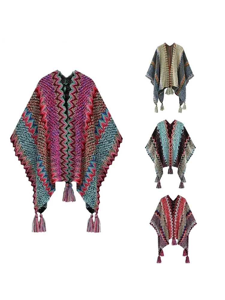 Jmprs Women Winter Sweater Vintage Boho Knitted Ladies Knitted Cardigan Warp Split Rainbow Stripes Female Shawl Coats
Jmprs Women Winter Sweater Vintage Boho Knitted Ladies Knitted Cardigan Warp Split Rainbow Stripes Female Shawl Coats
