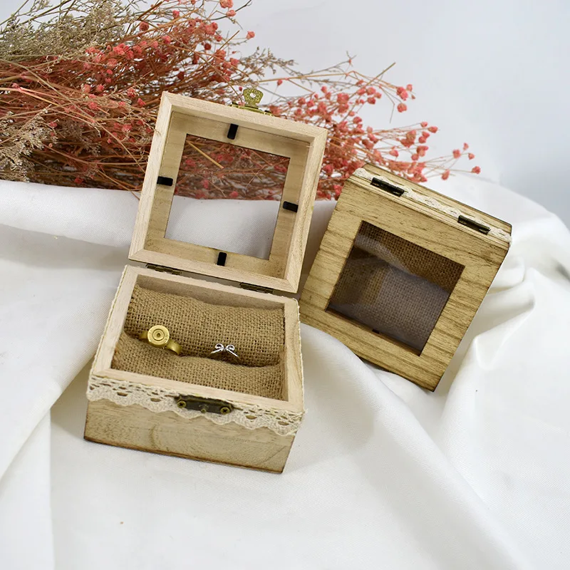 Rustic Square Wooden Jewelry Ring Box Transparent Lid Couple Rings Box for Engagement Wedding Box for Wedding Ceremony Proposal
Rustic Square Wooden Jewelry Ring Box Transparent Lid Couple Rings Box for Engagement Wedding Box for Wedding Ceremony Proposal