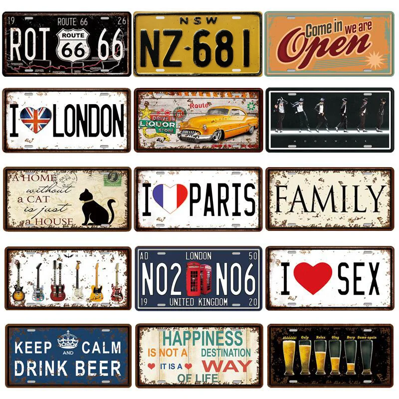 INEED Vintage Car Number Metal Poster Paris London Metal License Plate Wall Art Decor Bar Pub Garage Tin Signs Iron Plaques
INEED Vintage Car Number Metal Poster Paris London Metal License Plate Wall Art Decor Bar Pub Garage Tin Signs Iron Plaques