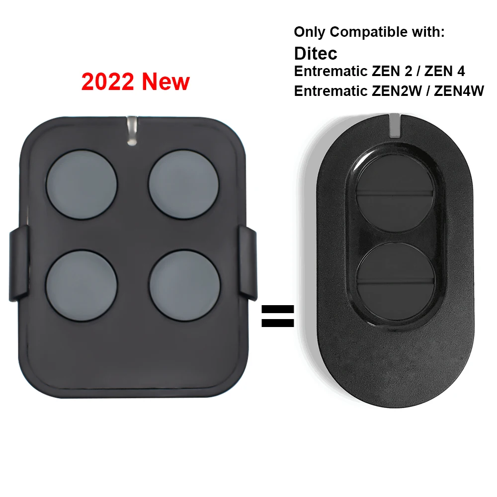 

Newest For DITEC Entrematic ZEN 2/ZEN 4/ZEN2W/ZEN4W Garage Gate Door Remote Control 433.92MHz Rolling Code Opener Keychain