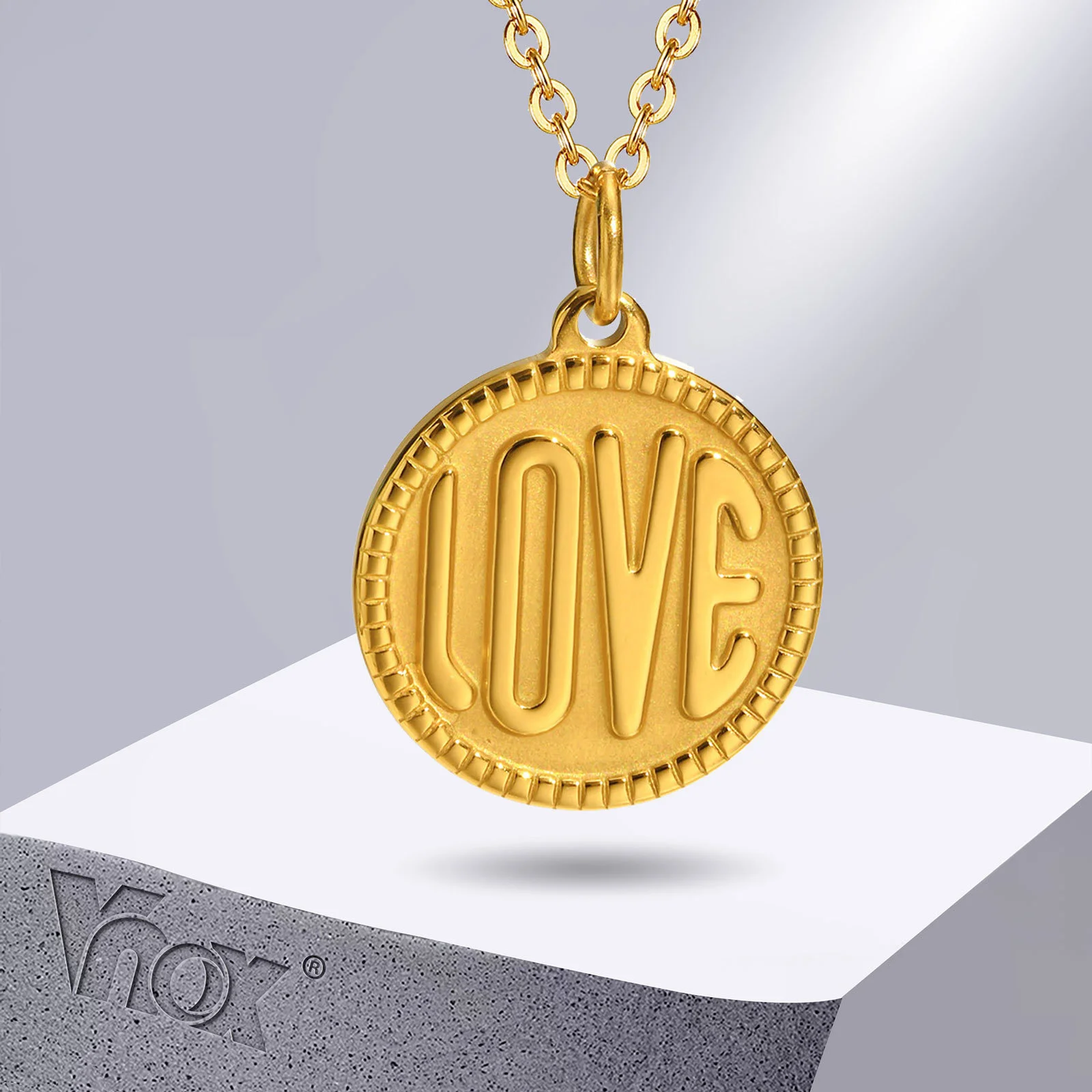 Vnox Romantic Love Necklaces for Women Anniversary Wedding Party Gift Jewelry, Gold Color Stainless Steel Round Pendant
Vnox Romantic Love Necklaces for Women Anniversary Wedding Party Gift Jewelry, Gold Color Stainless Steel Round Pendant