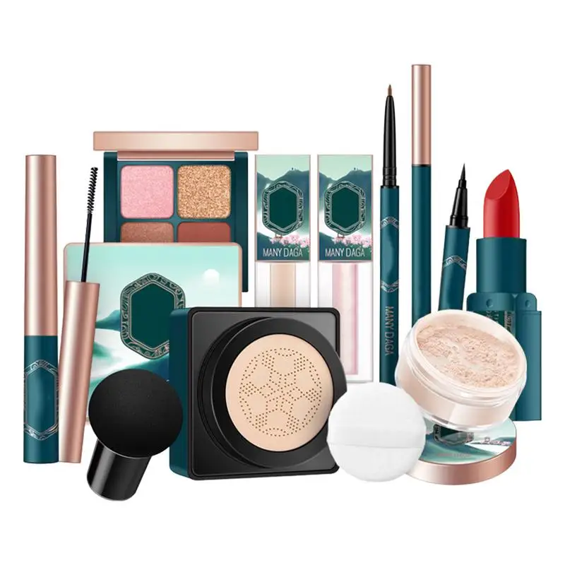 

10pcs Makeup Set Complete Makeup Gift Kit Having Eyebrow Pencil Eyeshadow BB Cream Lipstick Concealer Mascara Eyeliner For Women