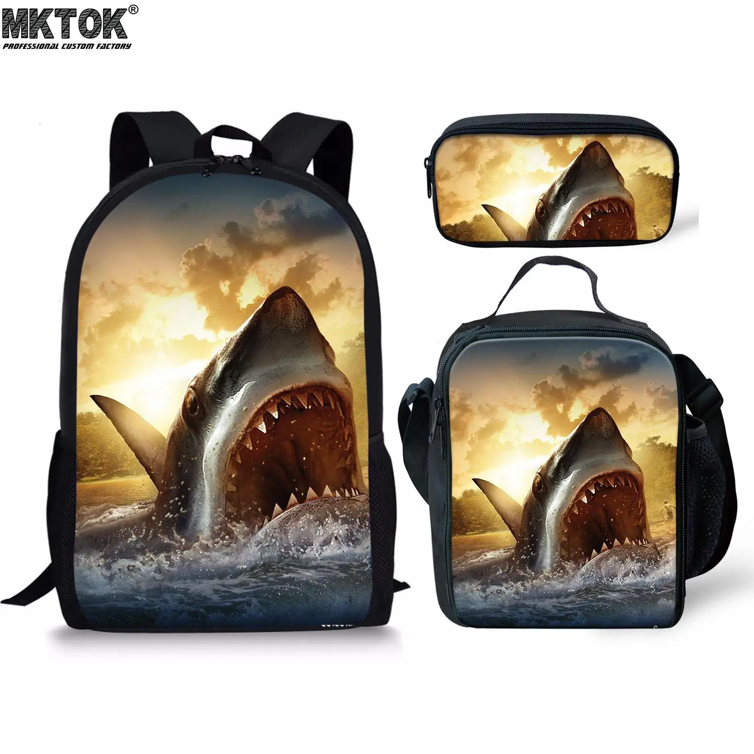 Shark Pattern School Bags Boys 3pcs Pencil Cases Lunch Food Children Backpack Customized Premium Student Rucksack Free Shipping
Shark Pattern School Bags Boys 3pcs Pencil Cases Lunch Food Children Backpack Customized Premium Student Rucksack Free Shipping