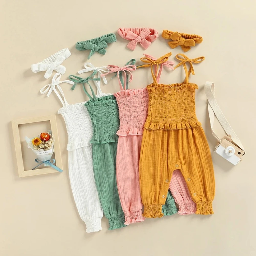 Summer Baby Romper Clothes Baby Sling Jumpsuit + Hairband Set 0-24 Months Toddler Sleeveless Crawling Outfits
Summer Baby Romper Clothes Baby Sling Jumpsuit + Hairband Set 0-24 Months Toddler Sleeveless Crawling Outfits