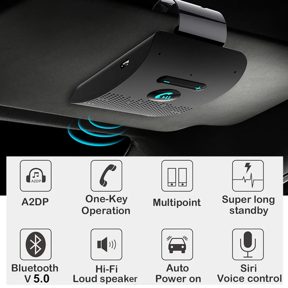 Car Bluetooth Handsfree Kit V5.0 Bluetooth Speaker Music Player Wireless Audio Receiver Speakerphone Sun Visor Clip
Car Bluetooth Handsfree Kit V5.0 Bluetooth Speaker Music Player Wireless Audio Receiver Speakerphone Sun Visor Clip