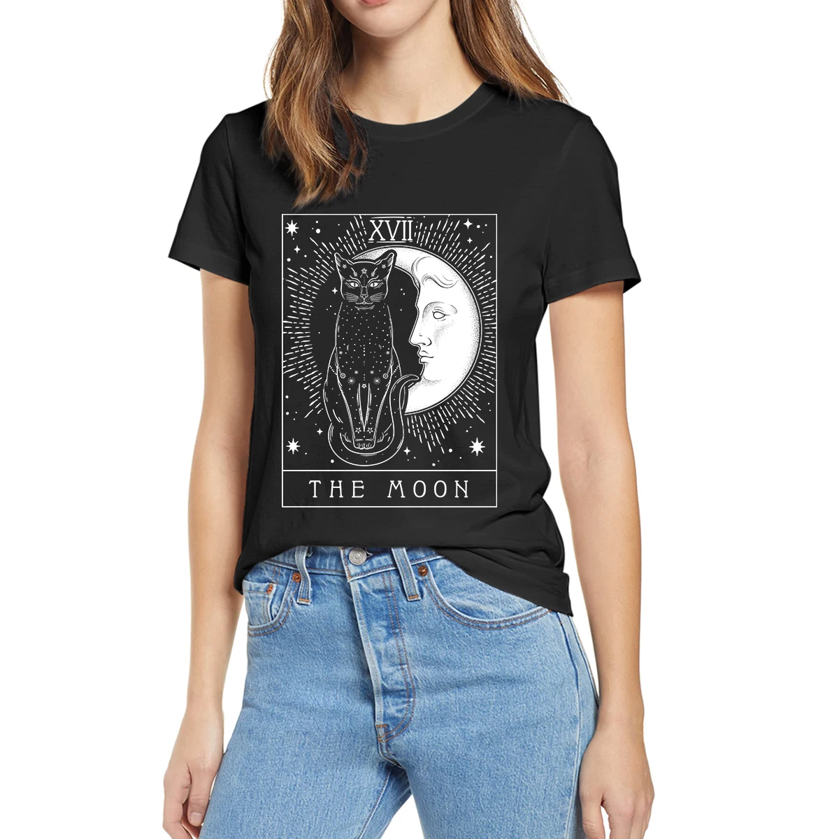 100% Cotton Tarot Card Crescent Moon And Cat Graphic Cat Lovers Summer Women Casual Novelty T-Shirt Loose Top Tee EU Size Casual
100% Cotton Tarot Card Crescent Moon And Cat Graphic Cat Lovers Summer Women Casual Novelty T-Shirt Loose Top Tee EU Size Casual