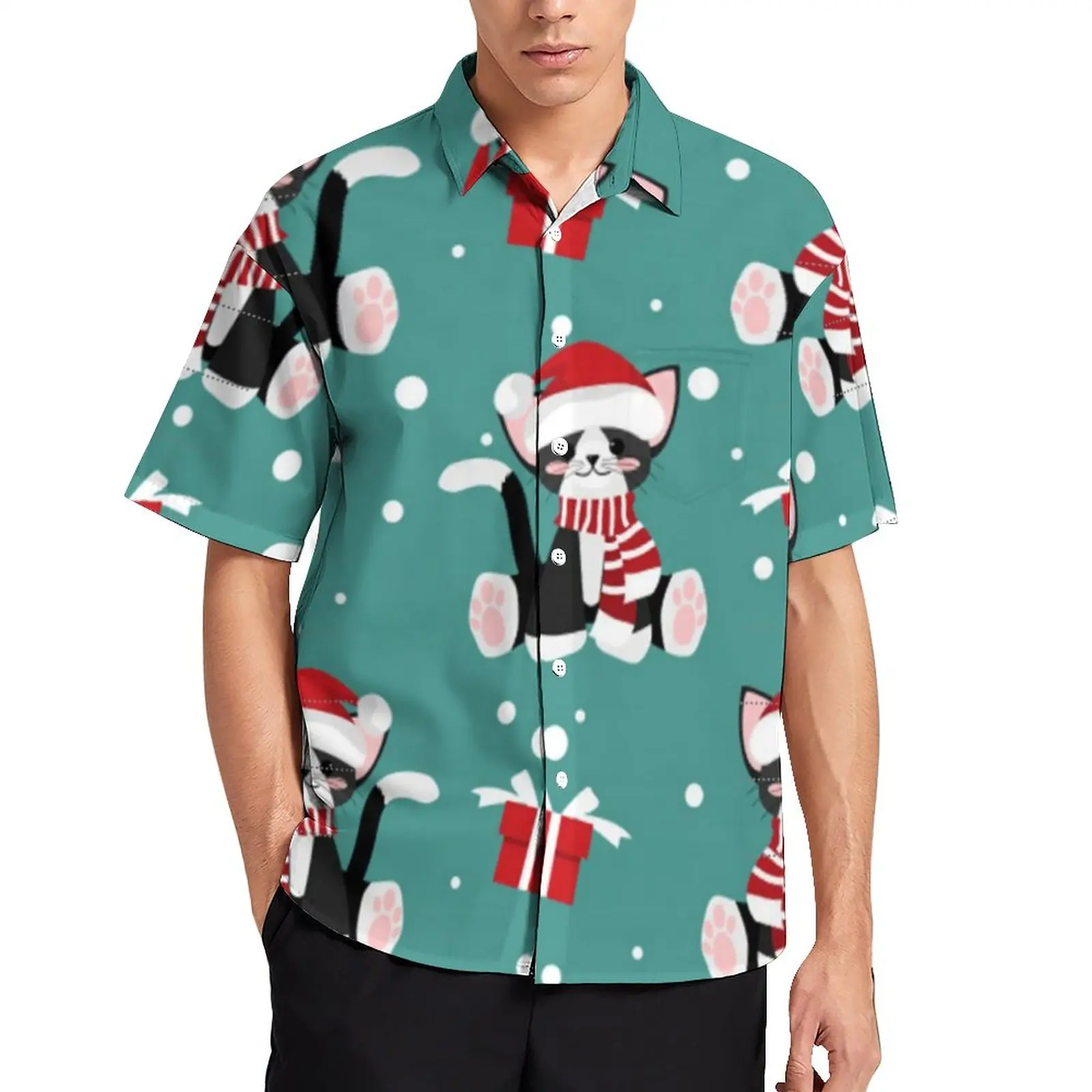 Cute Christmas Cat Shirt Beach Animal Print Casual Shirts Hawaiian Graphic Blouses Short Sleeve Y2K Oversize Clothes
Cute Christmas Cat Shirt Beach Animal Print Casual Shirts Hawaiian Graphic Blouses Short Sleeve Y2K Oversize Clothes