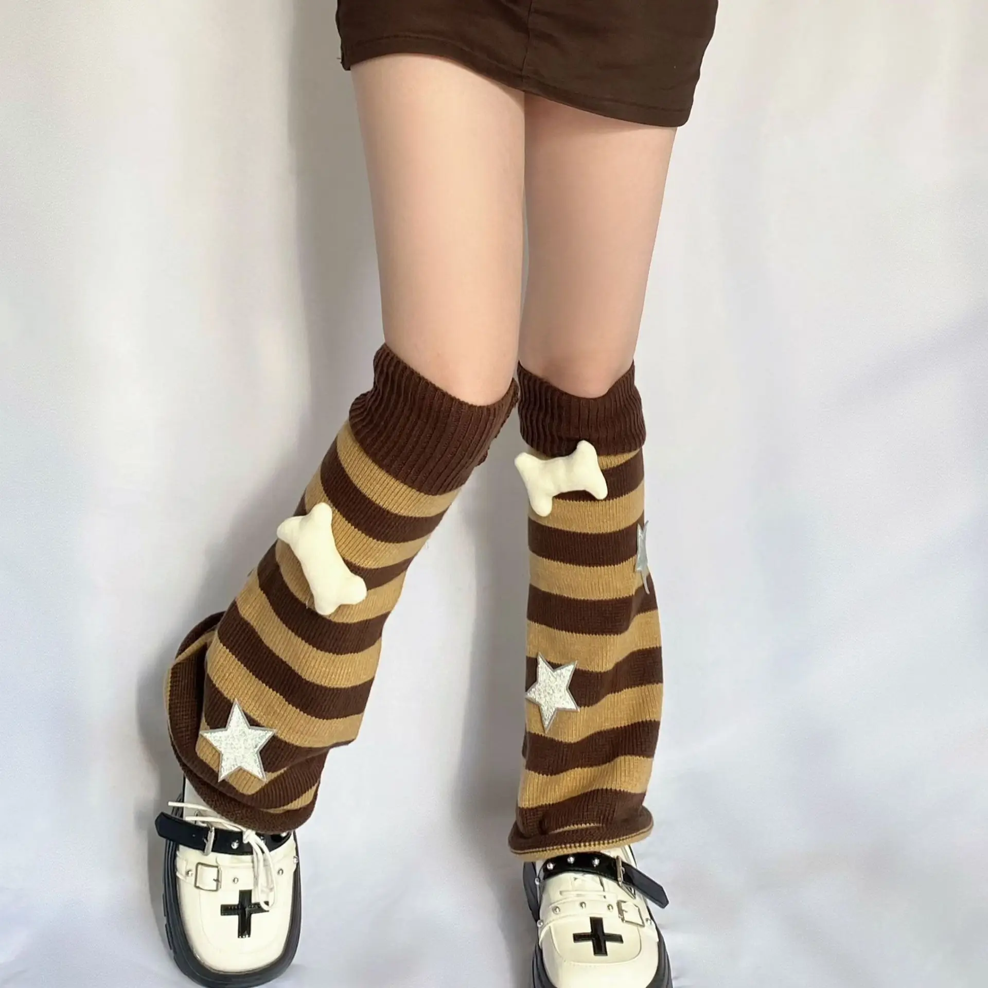 Women Knitted Leg Warmer Winter Warm Soft Striped Bones Stars Patchwork Knee-High Socks For Party Street Skin Friendly Fashion
Women Knitted Leg Warmer Winter Warm Soft Striped Bones Stars Patchwork Knee-High Socks For Party Street Skin Friendly Fashion