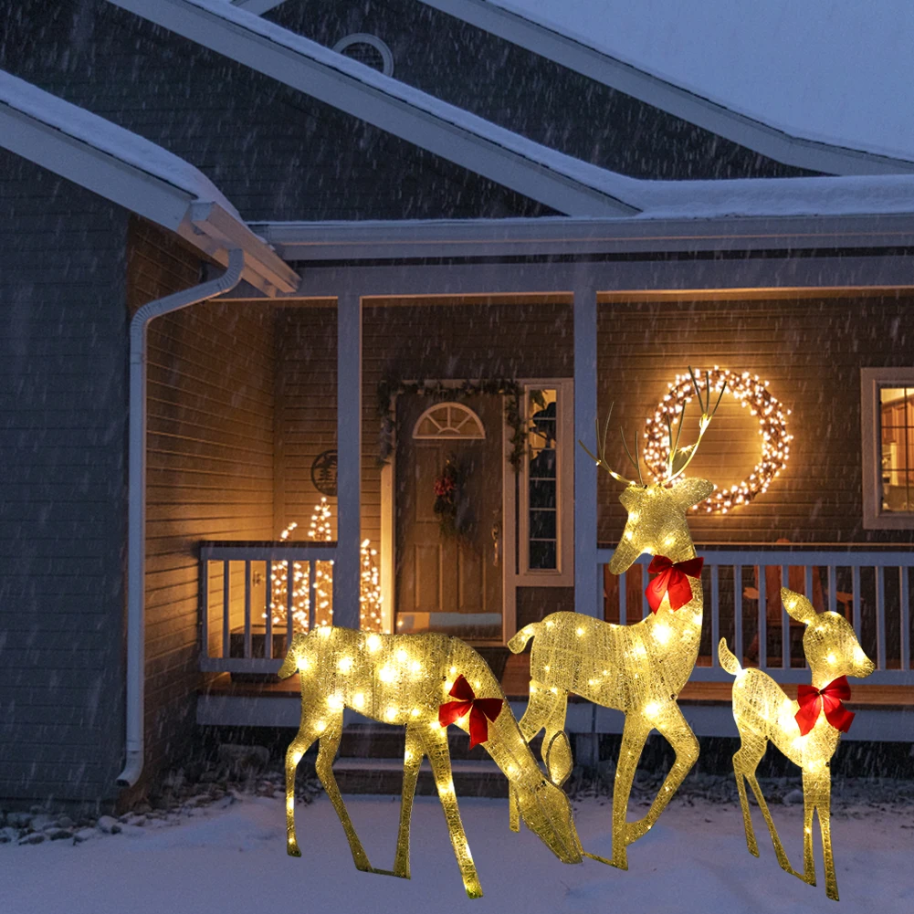 

LED Light Bucks Luminous Reindeer Ornament Outdoor Light Up Deer Reindeer with String Light IP65 Waterproof Christmas Decoration