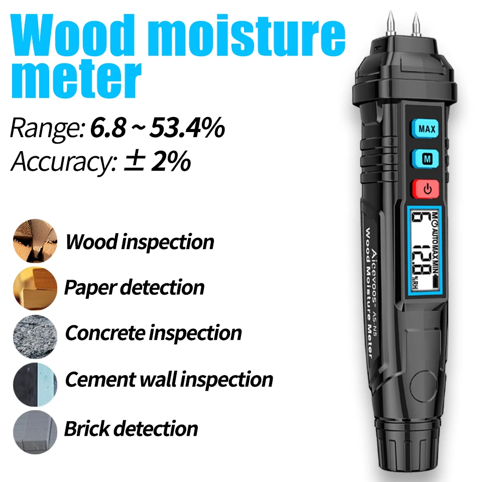 Aicevoos Digital Wood Moisture Meter Humidity Tester Timber Hygrometer Concrete Cement Brick Detector Woodworking carton
Aicevoos Digital Wood Moisture Meter Humidity Tester Timber Hygrometer Concrete Cement Brick Detector Woodworking carton