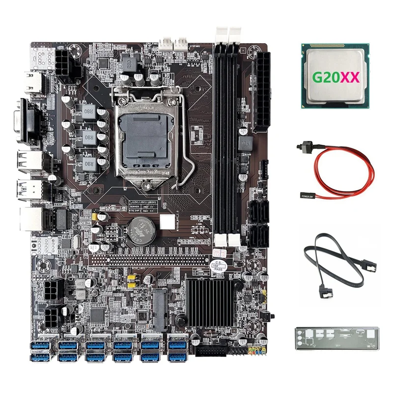 B75 12USB BTC Mining Motherboard+G20XX CPU+SATA Cable+Switch Cable+Baffle 12XUSB3.0 B75 ETH Miner Motherboard
B75 12USB BTC Mining Motherboard+G20XX CPU+SATA Cable+Switch Cable+Baffle 12XUSB3.0 B75 ETH Miner Motherboard