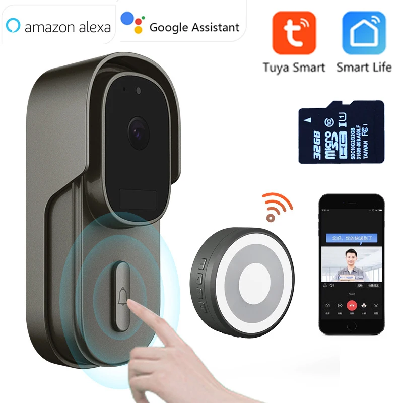 Tuya Video Doorbell WiFi Outdoor Wireless Wired Door Bell DC AC Battery Powered 1080P Waterproof Door Camera with Alexa Google 
Tuya Video Doorbell WiFi Outdoor Wireless Wired Door Bell DC AC Battery Powered 1080P Waterproof Door Camera with Alexa Google