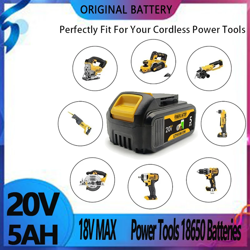 20V 5.0Ah 6.0Ah Replaceable Li-ion Battery Compatible for Dewalt 18V MAX Power Tools Original Batteries
20V 5.0Ah 6.0Ah Replaceable Li-ion Battery Compatible for Dewalt 18V MAX Power Tools Original Batteries