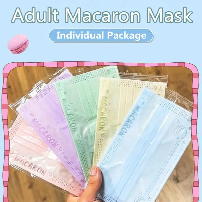 Adult Macaron Disposable Face Mask Fresh Individual Package Summer Sping 3ply Breathable Masque Adulte Protective Mascarillas
Adult Macaron Disposable Face Mask Fresh Individual Package Summer Sping 3ply Breathable Masque Adulte Protective Mascarillas