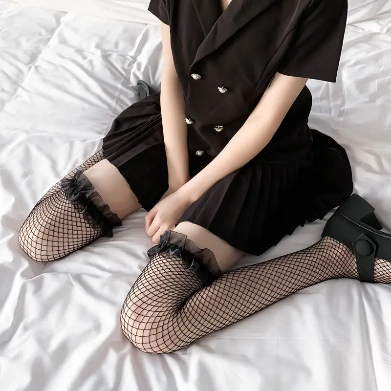 Japanese New Product JK Girl Black Silk Hollow Lolita Lace Fishnet Socks Summer Thin Sexy Over-the-knee Stockings Woman Socks
Japanese New Product JK Girl Black Silk Hollow Lolita Lace Fishnet Socks Summer Thin Sexy Over-the-knee Stockings Woman Socks