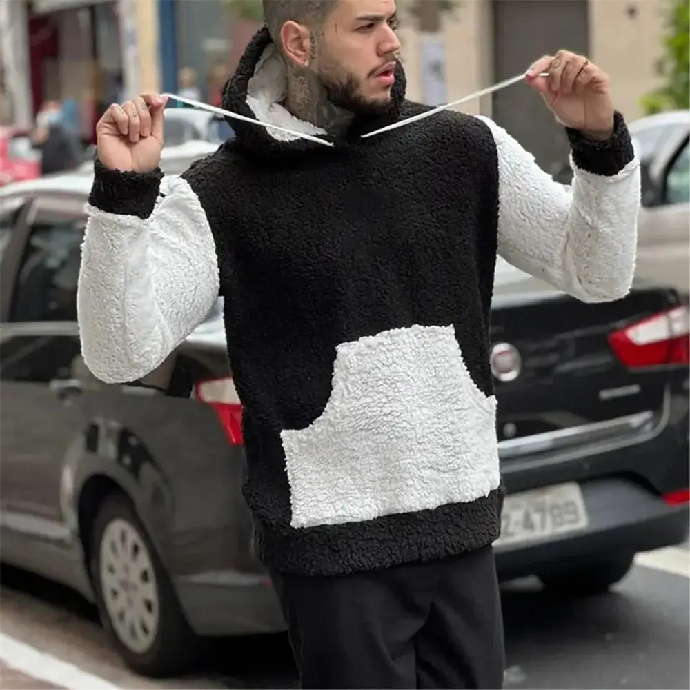 Winter Hooded Sherpa Sweater Patcheork Colour Pocket Puffy Pullover Plus Size 3XL Fleece Hoodie Popular Hip-Hop Street Wear
Winter Hooded Sherpa Sweater Patcheork Colour Pocket Puffy Pullover Plus Size 3XL Fleece Hoodie Popular Hip-Hop Street Wear