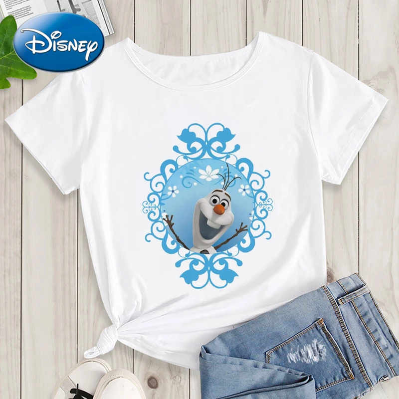 

Женские футболки Disney с принтом «Холодное сердце», футболки для девочек с изображением Эльзы, аниме, косплей, Анны, женские футболки в стиле Харадзюку