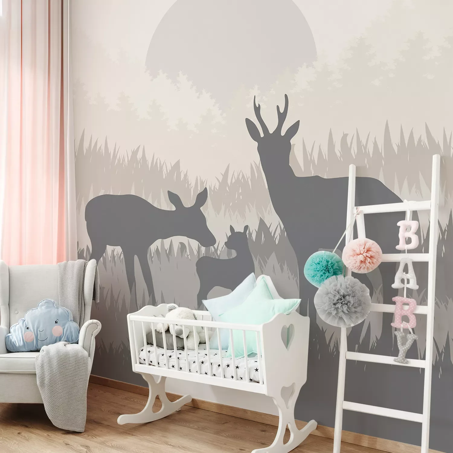 Cartoon Animals Deer Family Wall Stickers for Kids Room Newborn Bedroom Nordic Style Home Decoration Self-adhesive Fabric Mural
Cartoon Animals Deer Family Wall Stickers for Kids Room Newborn Bedroom Nordic Style Home Decoration Self-adhesive Fabric Mural