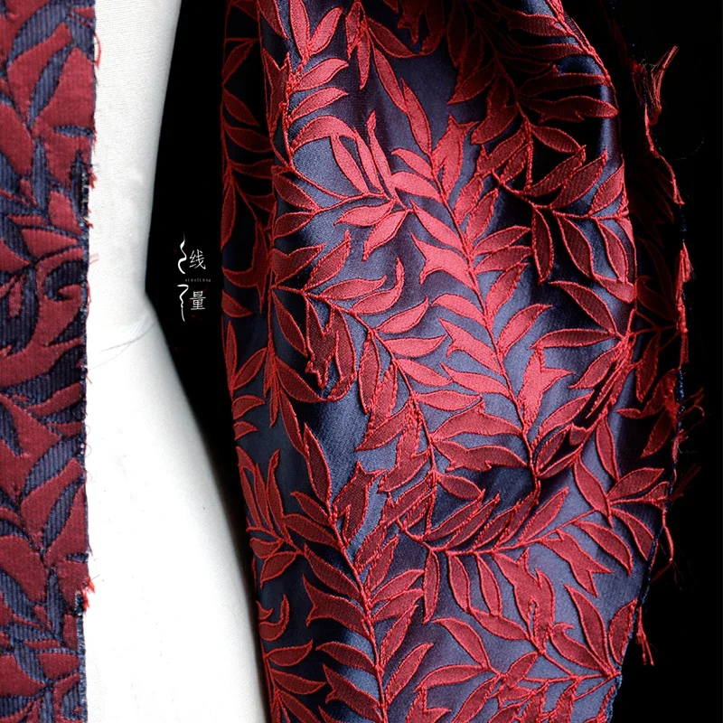 

Red Leaf Autumn Line Irregular Three-dimensional Jacquard Textured Fabric High-grade Dress Dress Clothing Designer Fabrics