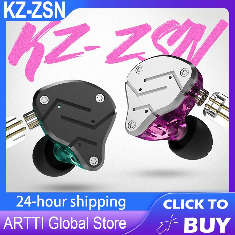 

KZ ZSN HIFI металлические гибридные музыкальные наушники 1BA + 1DD, басовые наушники-вкладыши, Спортивная гарнитура с микрофоном и съемным аудиокабелем