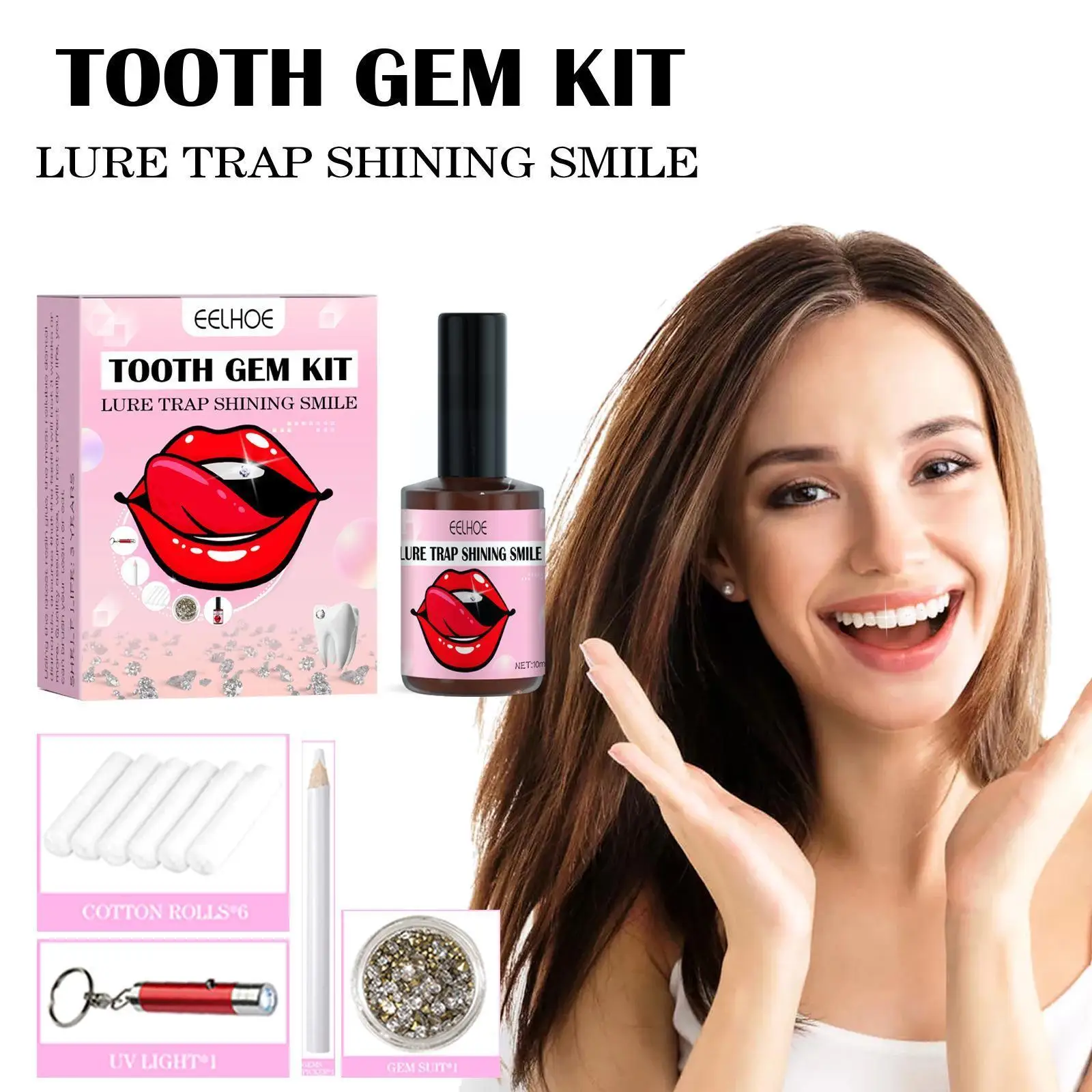 

Tooth Gem Set Easy To Remove Beautiful White Tooth Jewelry And Great Decoration Tooth Jewelry Sturdy Reliable DIY Professio D1C9