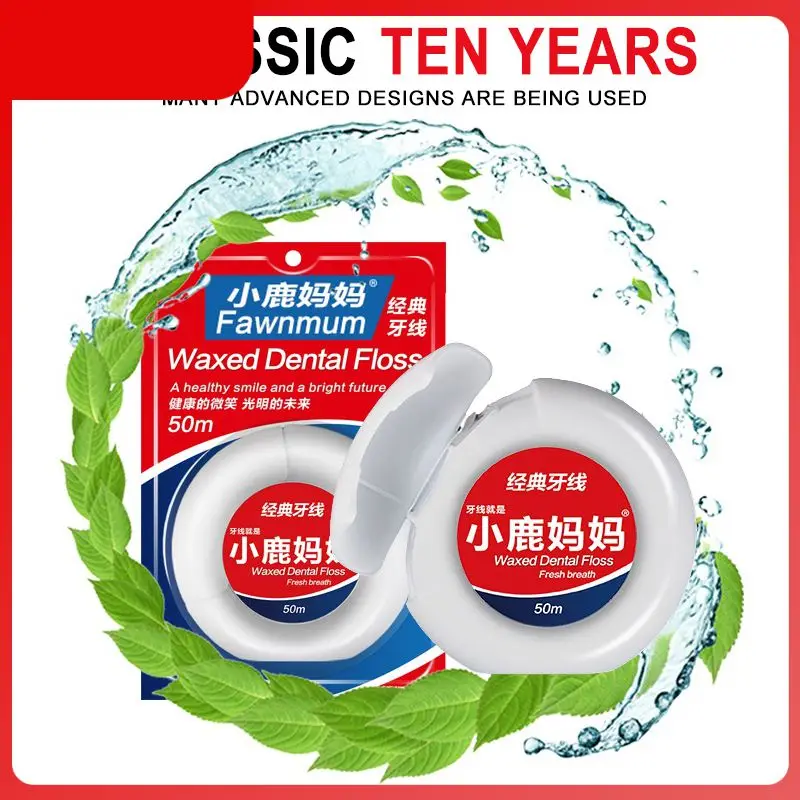 

1 Roll 50m Mint Flavor Floss Peppermint Micro Waxed Clean Line Circle Pick Tooth Cleaner Oral Hygiene Care