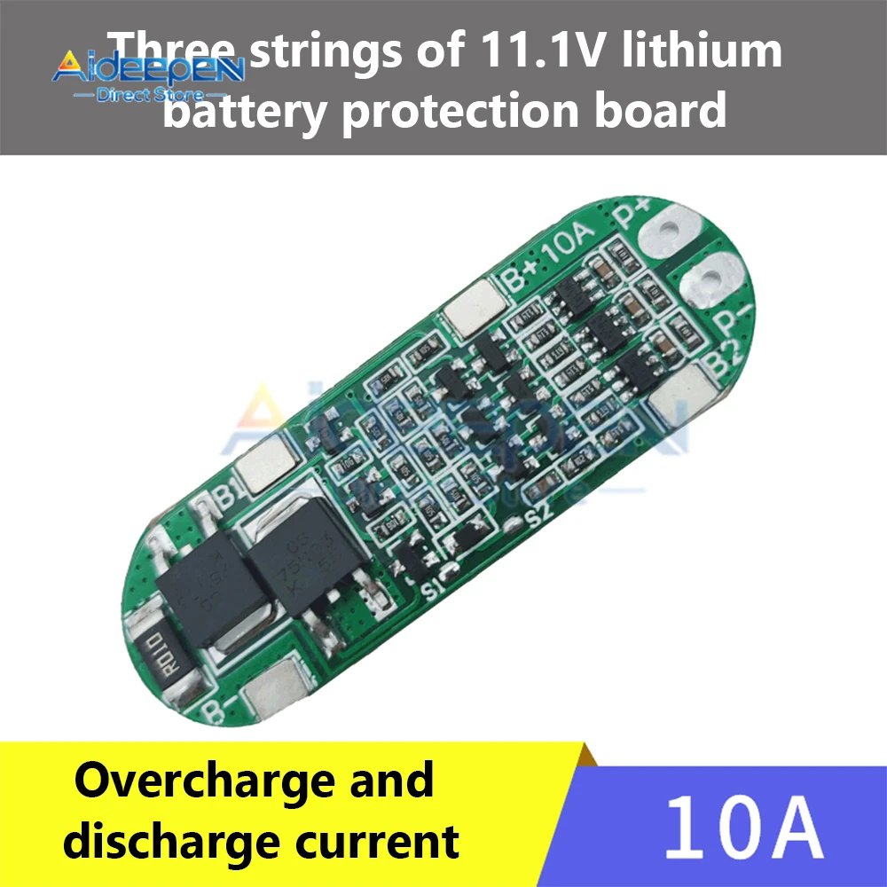 

Защитная плата зарядного устройства для литиевых батарей 3S 10 А 12 В для 3 шт. 18650 литий-ионных аккумуляторов BMS 11,1 В 12,6 в со сбалансированным соотношением