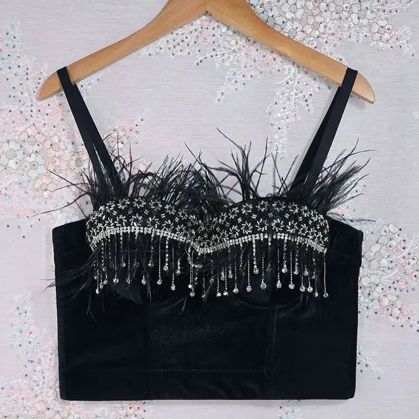 2023 New Women Bustier Bra Sexy Slim Cropped Top Diamonds Feather Luxury Camisole Fashion Stage Corset Night Club Party Tanks
2023 New Women Bustier Bra Sexy Slim Cropped Top Diamonds Feather Luxury Camisole Fashion Stage Corset Night Club Party Tanks