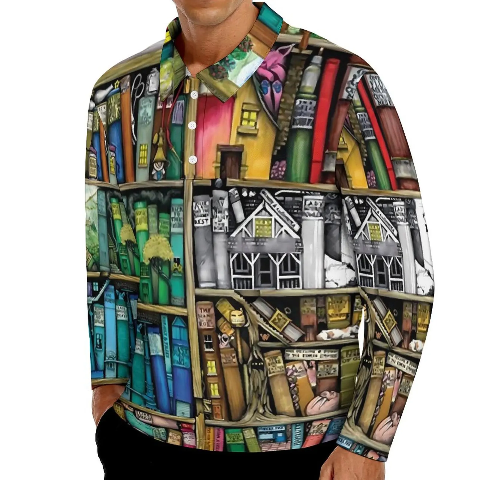 Fantastic Library Polo Shirts Spring Colorful Book Print Casual Shirt Long Sleeve Collar Fashion Graphic Oversized T-Shirts
Fantastic Library Polo Shirts Spring Colorful Book Print Casual Shirt Long Sleeve Collar Fashion Graphic Oversized T-Shirts