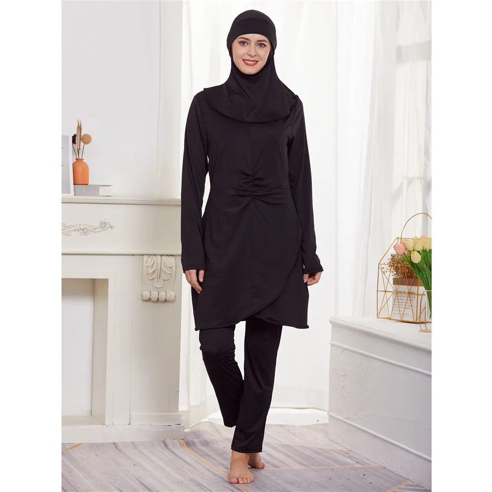 

3PCS Muslim Modest Burkini Swimwear Abaya Swimsuit For Women Abayas Hijab Islamic Long Sleeve Full Cover Ups Swimming Suit Swim
