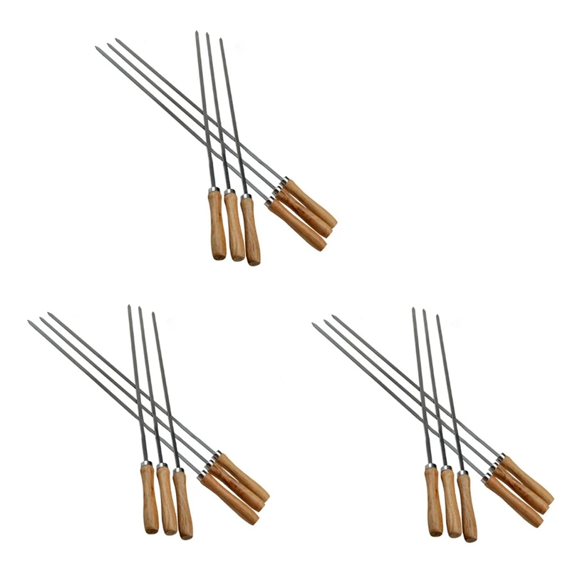 18Pcs Kebab BBQ Stainless Steel Skewers With Wooden Handles Flat Reusable Metal Skewer Sticks With Storage Pouch
18Pcs Kebab BBQ Stainless Steel Skewers With Wooden Handles Flat Reusable Metal Skewer Sticks With Storage Pouch