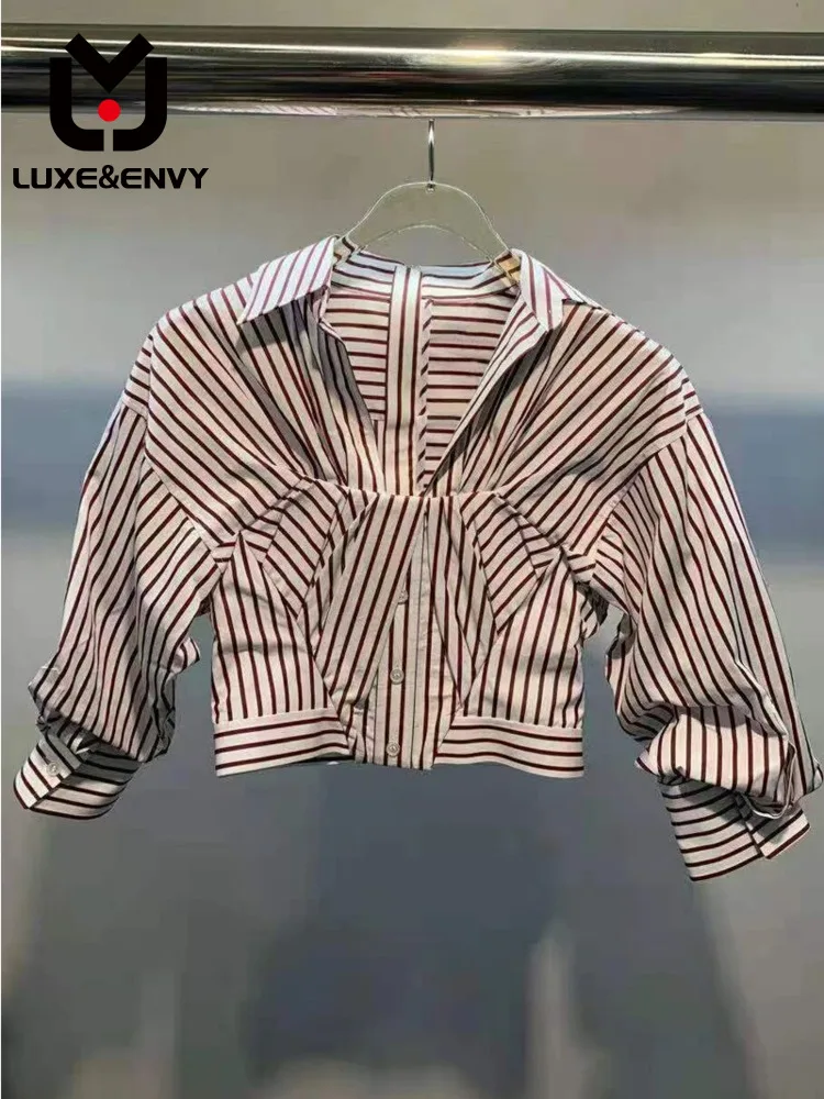 LUXE&ENVY Wang 2023 Summr Women New Stripe Irregular Top Short Fishbone Long Sleeve Shirt Women
LUXE&ENVY Wang 2023 Summr Women New Stripe Irregular Top Short Fishbone Long Sleeve Shirt Women