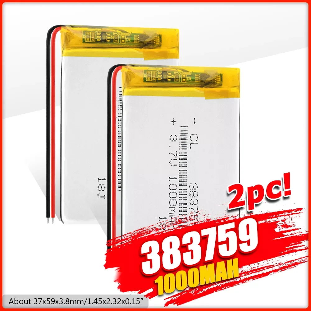 2021 New 3.7v 383759 Lithium Li-ion Battery 1000mAh Li-polymer Lipo Batteries For Monitoring Equipment Headset Camera
2021 New 3.7v 383759 Lithium Li-ion Battery 1000mAh Li-polymer Lipo Batteries For Monitoring Equipment Headset Camera