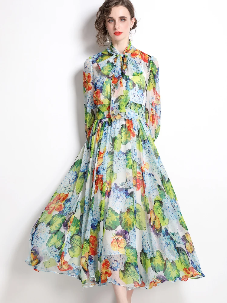 Runway Spring Summer Designer Floral Print Long Maxi Dress Bohemian Beach Robe Femme Elegant Bow Collar Chiffon Vacation Vestido
Runway Spring Summer Designer Floral Print Long Maxi Dress Bohemian Beach Robe Femme Elegant Bow Collar Chiffon Vacation Vestido