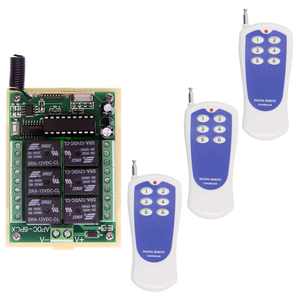DC 12V 24V 6 CH 6CH RF Wireless Remote Control Light Pump Switch System, Transmitter + Receiver
DC 12V 24V 6 CH 6CH RF Wireless Remote Control Light Pump Switch System, Transmitter + Receiver