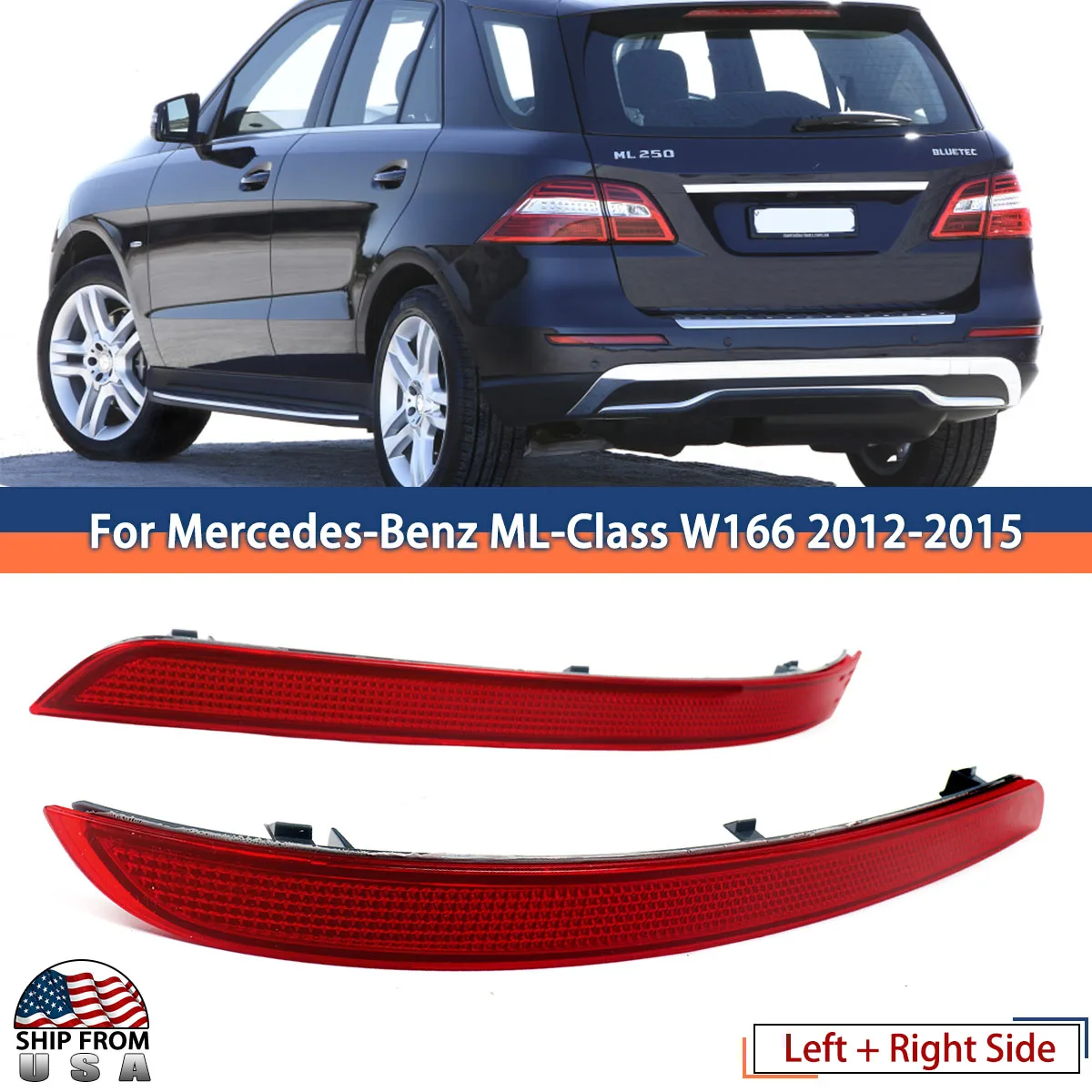 2pcs Rear Bumper Reflector Set Left & Right Fit For Benz W166 ML350 ML63 AMG 2012-2015
2pcs Rear Bumper Reflector Set Left & Right Fit For Benz W166 ML350 ML63 AMG 2012-2015