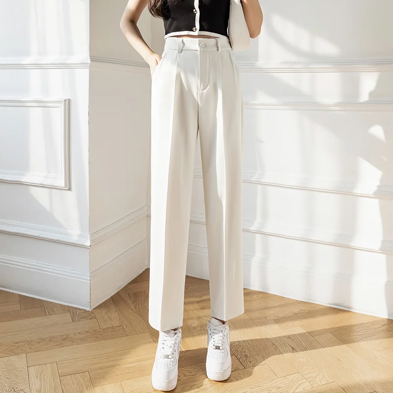 Solid Female Straight Pants Office Ladies Casual Harem Pants Women Spring Summer Fashion High Waist Suit Trousers 130A
Solid Female Straight Pants Office Ladies Casual Harem Pants Women Spring Summer Fashion High Waist Suit Trousers 130A