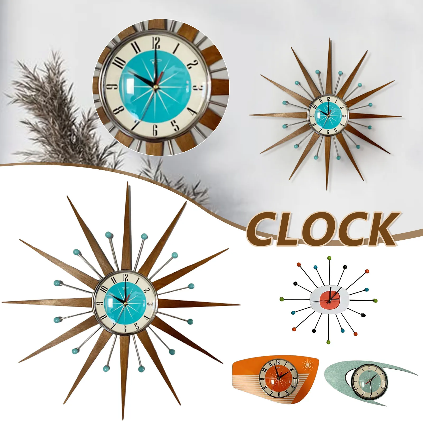 Vintage Mid Century Clock Creative Starburst Sunburst Clock Battery Operated for Living Room Decoration Clock Acrylic Modern Art
Vintage Mid Century Clock Creative Starburst Sunburst Clock Battery Operated for Living Room Decoration Clock Acrylic Modern Art