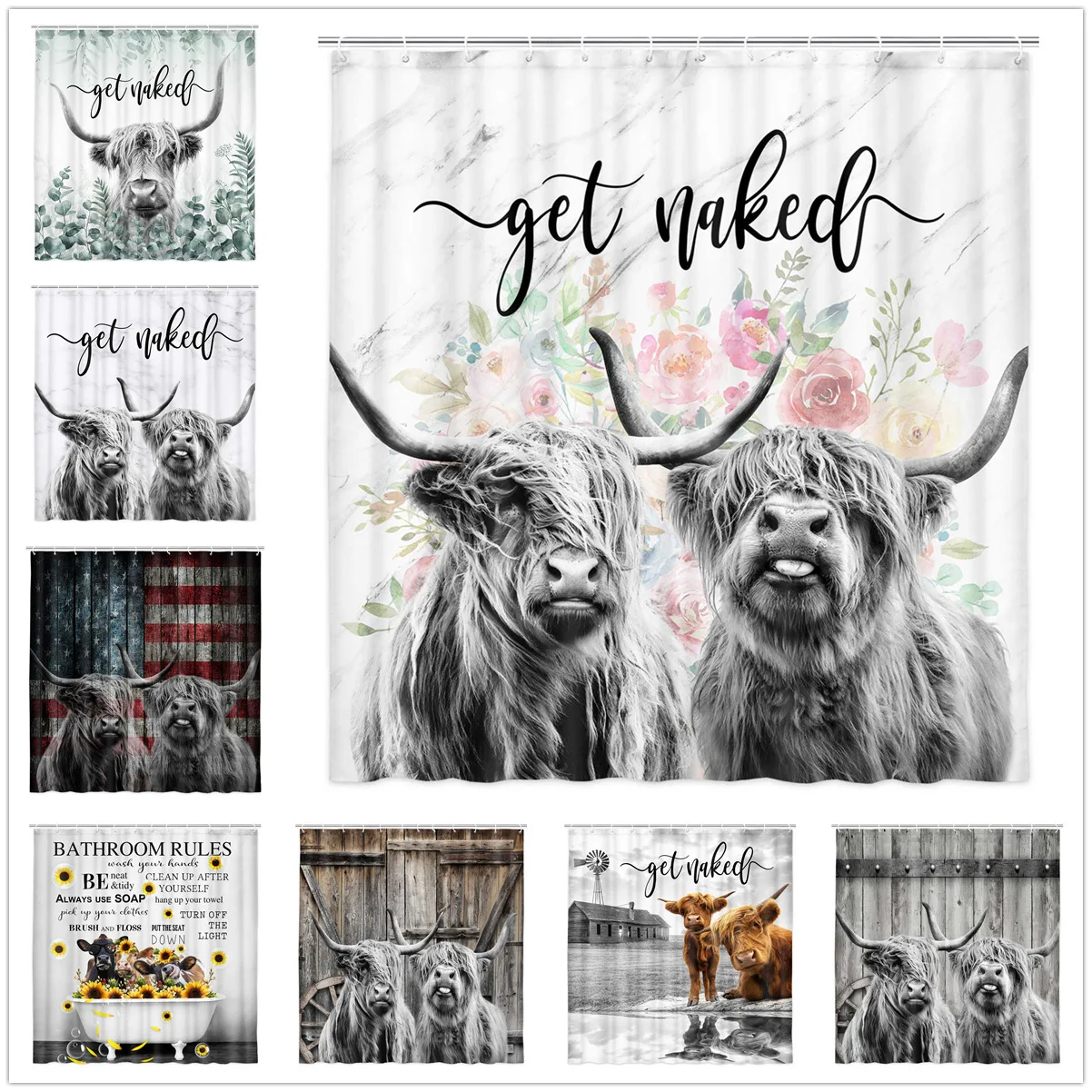 Штора для душа Highland из коровьей и мраморной ткани, водонепроницаемая Полиэстеровая занавеска С 3D принтом для дома и ванной комнаты, светоне... 
Штора для душа Highland из коровьей и мраморной ткани, водонепроницаемая Полиэстеровая занавеска С 3D принтом для дома и ванной комнаты, светоне...