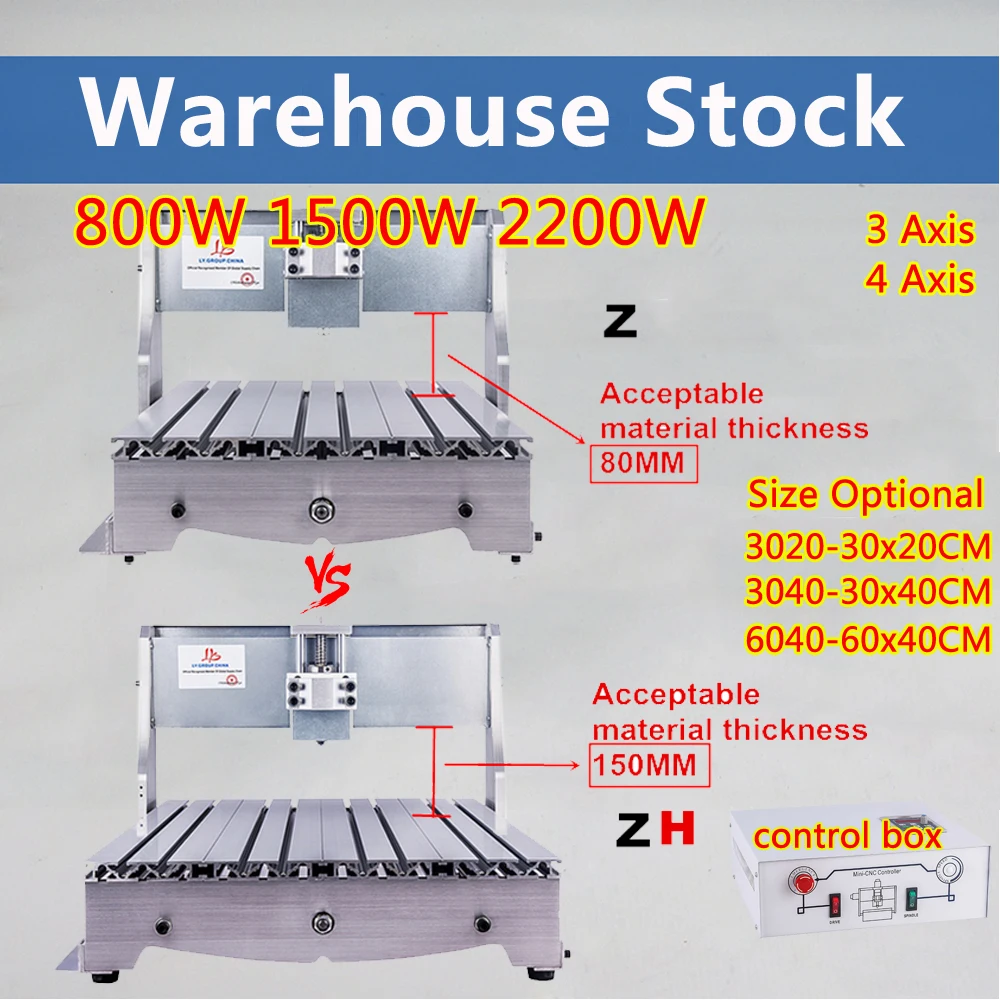 CNC Router Machines 2.2KW 3040 Engraver 4 Axis USB 6040 3020 0.8/1.5KW Milling Cutting Carving Equipment Z Axis Height Optional
CNC Router Machines 2.2KW 3040 Engraver 4 Axis USB 6040 3020 0.8/1.5KW Milling Cutting Carving Equipment Z Axis Height Optional