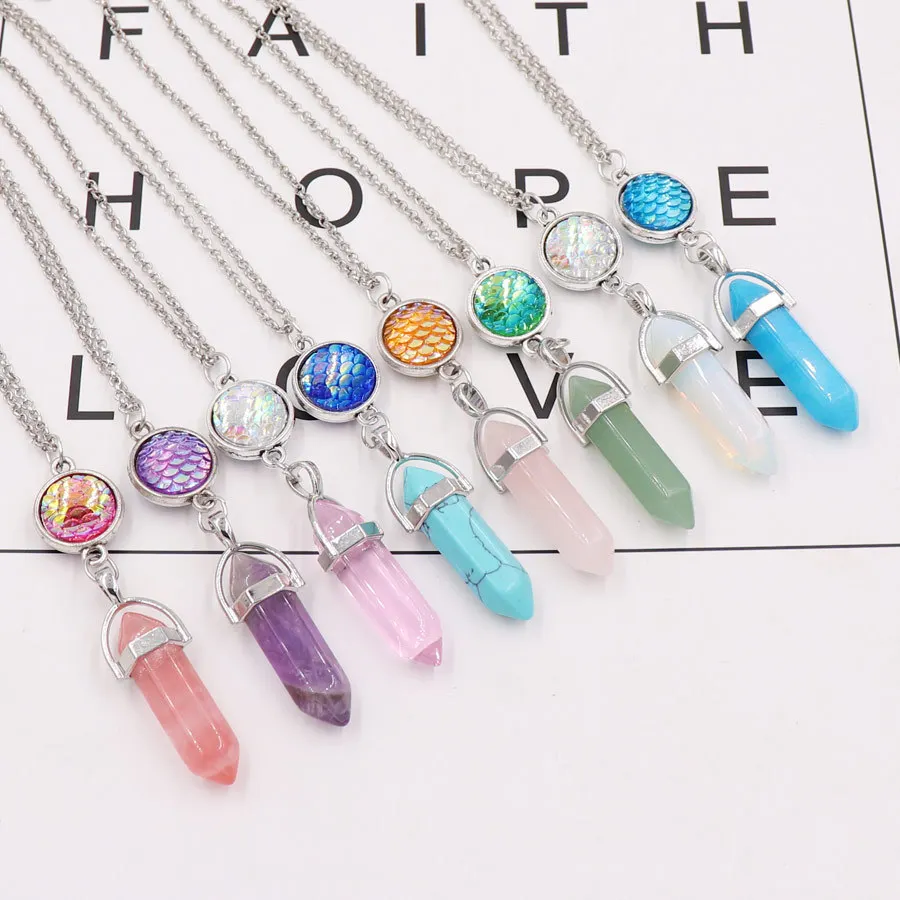 2Pcs Natural Hexagon Pillar Pendant Fashion Natural Fish Scale Quartz Crystal Pendant for Women Men High Quality Chain Necklace
2Pcs Natural Hexagon Pillar Pendant Fashion Natural Fish Scale Quartz Crystal Pendant for Women Men High Quality Chain Necklace