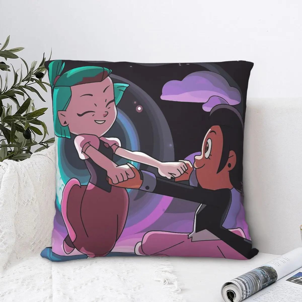 

Luz And Amity Throw Pillow Case The Owl House Anime Cushion Home Sofa Chair Print Decorative Hug Pillowcase