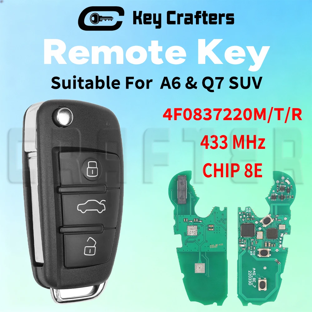 Выкидной ключ-пульт Key Crafters 8E CHIP 315/433/868 МГц 4F0837220M/T/R для Audi A6 A6L Q7 2004-2015 IYZ 3314
Выкидной ключ-пульт Key Crafters 8E CHIP 315/433/868 МГц 4F0837220M/T/R для Audi A6 A6L Q7 2004-2015 IYZ 3314
