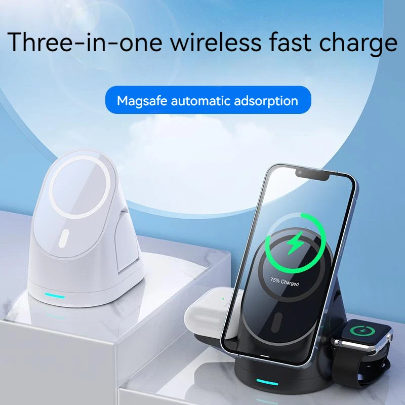 Mobile phone watch earphone three-in-one wireless magnetic suction 15W fast charge charger
Mobile phone watch earphone three-in-one wireless magnetic suction 15W fast charge charger