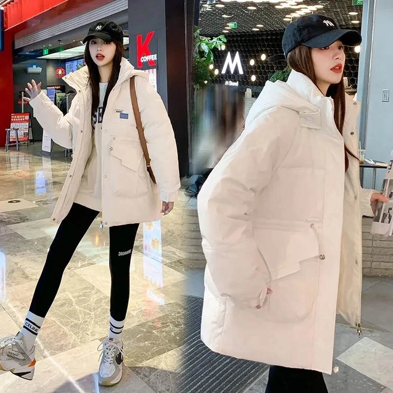 Down Cotton Jacket Women Autumn Winter 2023 New Solid Color Hooded Long Cotton Coat Fashion Casual Loose Thick Parkas Womens
Down Cotton Jacket Women Autumn Winter 2023 New Solid Color Hooded Long Cotton Coat Fashion Casual Loose Thick Parkas Womens