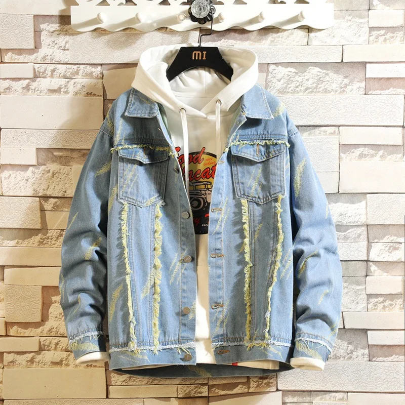 Men's Personality Trend Denim Jacket 2022 Spring and Autumn Youth Casual Jacquard Cat Whisker Jacket Korean Style Clothes
Men's Personality Trend Denim Jacket 2022 Spring and Autumn Youth Casual Jacquard Cat Whisker Jacket Korean Style Clothes